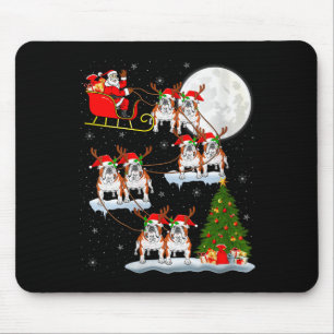 Dames Engelse Bulldog Kerstman Slede Vliegend Grap Muismat