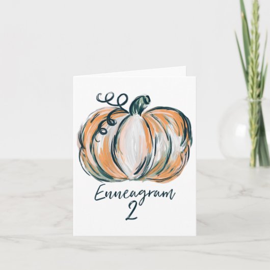 Dames Enneagram 2 Waterverf Pompoen Herfst Dankzeg Kaart (Voorkant)