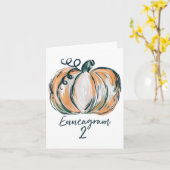 Dames Enneagram 2 Waterverf Pompoen Herfst Dankzeg Kaart (Gele Bloem)