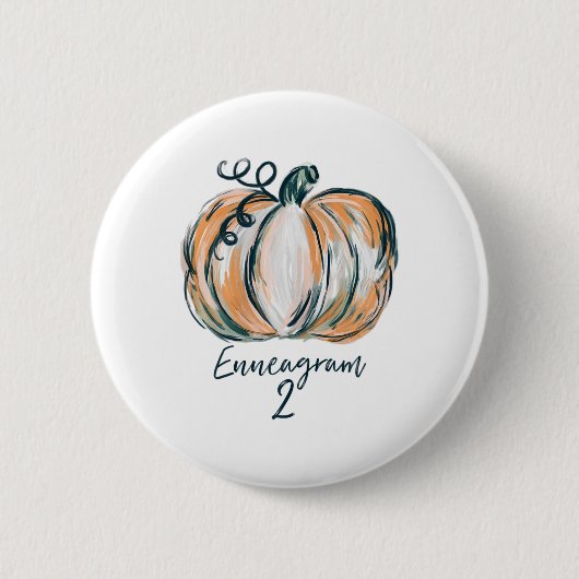 Dames Enneagram 2 Waterverf Pompoen Herfst Dankzeg Ronde Button 5,7 Cm (Voorkant)