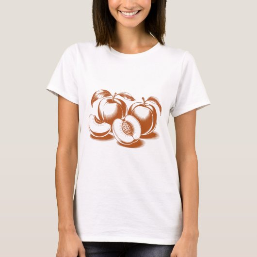 Dames esthetische perzik botanische T-shirt (Voorkant)
