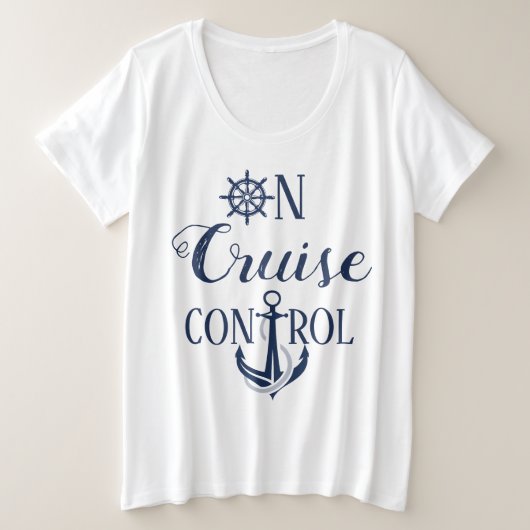 Dames extra grote 'Op cruise controle' T-shirt (Design voorkant)