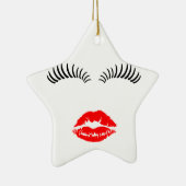 Dames Eye Lashes en LipStick Kiss Keramisch Ornament (Rechts)