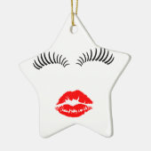 Dames Eye Lashes en LipStick Kiss Keramisch Ornament (Links)
