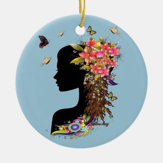 Dames Fantasy Mode Keramisch Ornament (Voorkant)