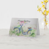 Dames fiets in het voorjaar kaart (Gele Bloem)