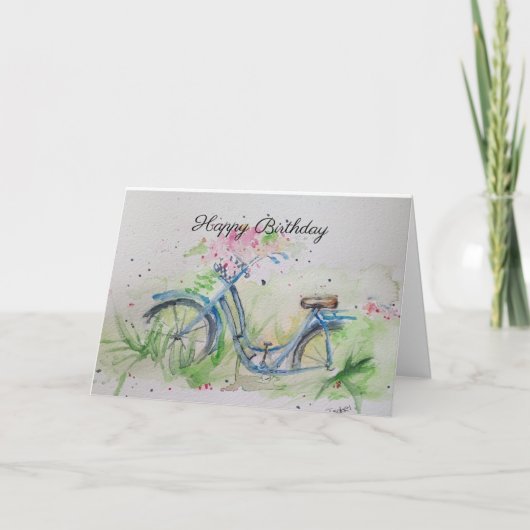 Dames fiets in het voorjaar kaart (Voorkant)