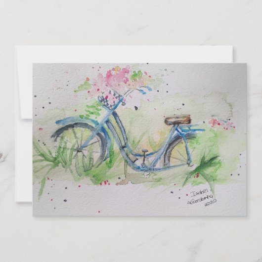 Dames fiets in het voorjaar kaart (Voorkant)