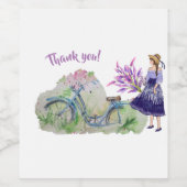 Dames fiets in het voorjaar wijn etiket (Enkel label)