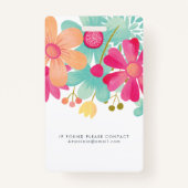 Dames Floral Identification Plastic I.D Badge (Achterkant)