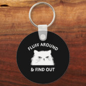 Dames Fluff Rond Grappige Sarcastische Kat Dames C Sleutelhanger (Voorkant)