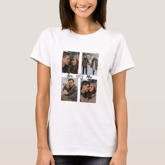 Dames Forever Us Valentijnsshirt Aangepaste Foto's T-shirt (Voorkant)
