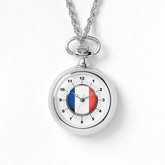 Dames Frankrijk Vlag Wraparound Zilver Horloge (Voorkant)