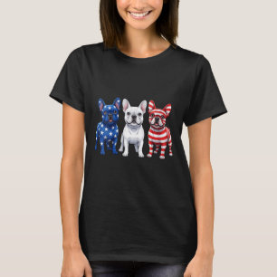 Dames Franse Bulldog Amerikaanse Vlag 4 Juli T-shirt