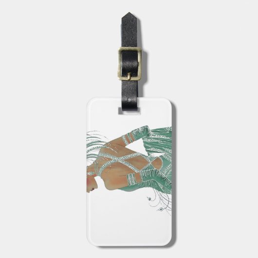 dames gaan groene kunst afdrukken bagagelabel (Voorkant verticaal)