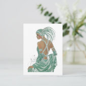 dames gaan groene kunst afdrukken briefkaart (Staand voorkant)