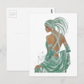 dames gaan groene kunst afdrukken briefkaart (Voorkant / Achterkant)