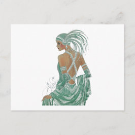  dames gaan groene kunst afdrukken briefkaart