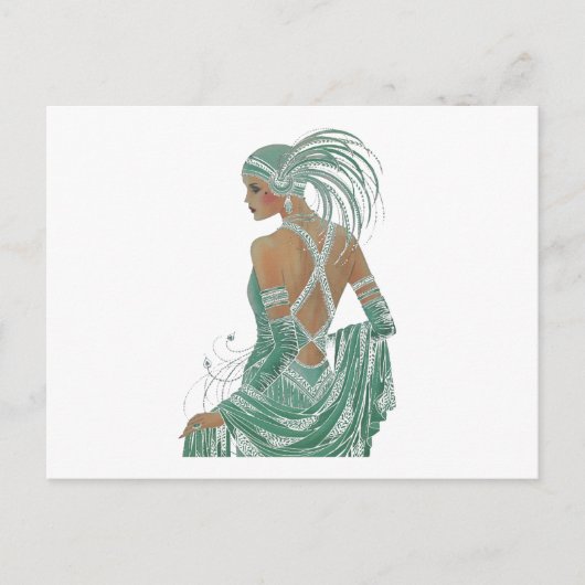  dames gaan groene kunst afdrukken briefkaart (Voorkant)