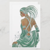  dames gaan groene kunst afdrukken briefpapier (Voorkant / Achterkant)