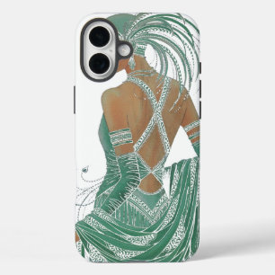  dames gaan groene kunst afdrukken iPhone 16 plus hoesje