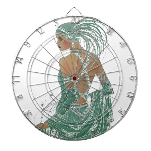  dames gaan groene kunst afdrukken dartbord (Voorkant)