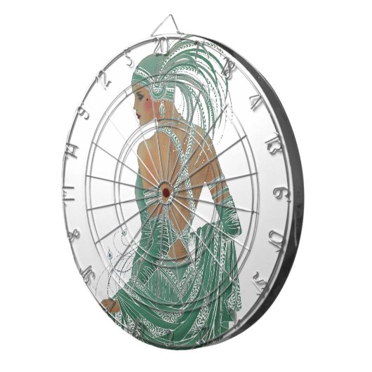  dames gaan groene kunst afdrukken dartbord (Voorkant Rechts)