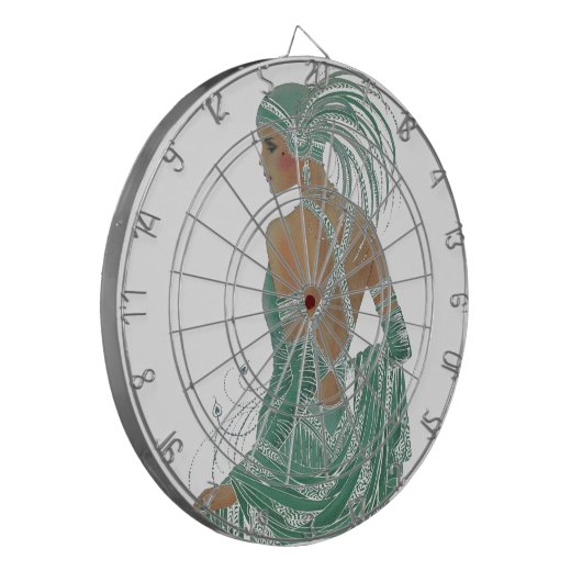  dames gaan groene kunst afdrukken dartbord (Voorkant Links)