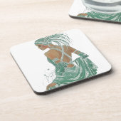  dames gaan groene kunst afdrukken drankjes onderzetter (Linkerzijde)