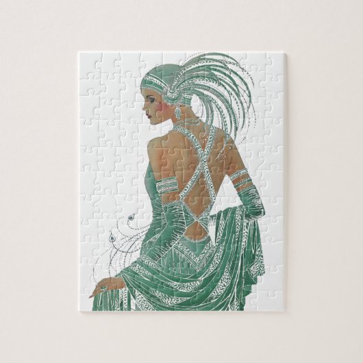 dames gaan groene kunst afdrukken legpuzzel (Verticaal)