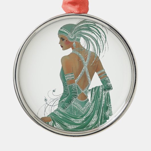 dames gaan groene kunst afdrukken metalen ornament (Voorkant)