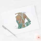  dames gaan groene kunst afdrukken ovale sticker (Envelop)