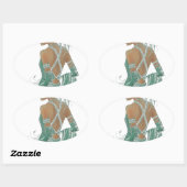  dames gaan groene kunst afdrukken ovale sticker (Vel)