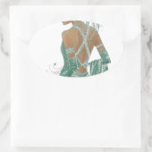  dames gaan groene kunst afdrukken ovale sticker (Tas)