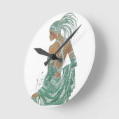  dames gaan groene kunst afdrukken ronde klok (Hoek)