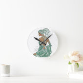  dames gaan groene kunst afdrukken ronde klok (Huis)