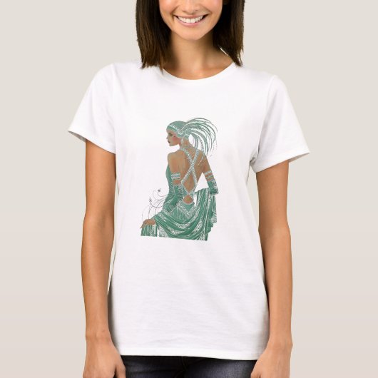 dames gaan groene kunst afdrukken t-shirt (Voorkant)