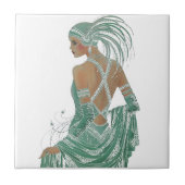  dames gaan groene kunst afdrukken tegeltje (Voorkant)