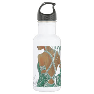 dames gaan groene kunst afdrukken waterfles 