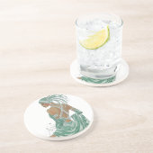 dames gaan groene kunst afdrukken zandsteen onderzetter (Zijkant)