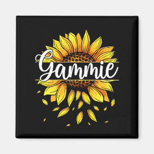 Dames gammie met geel zonnebloem bloemmotief magneet