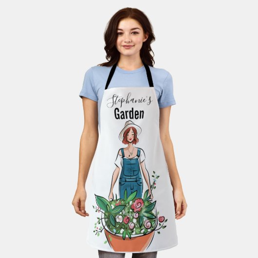 Dames Gardening Flowers Schort (Gedragen)