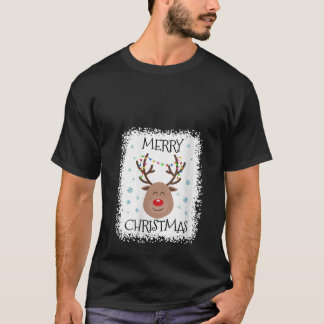 Dames Gebleekte Rudolph Rode Neus Rendier Gezicht  T-shirt