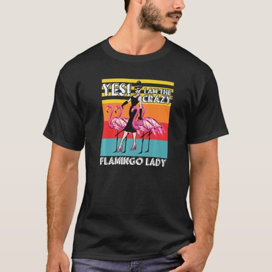 Dames Gekke Flamingo Dame Dier Vogel Grappig T-shirt (Voorkant)