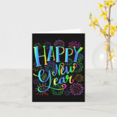 Dames Gelukkig Nieuwjaar 2026 V-hals Kaart (Gele Bloem)