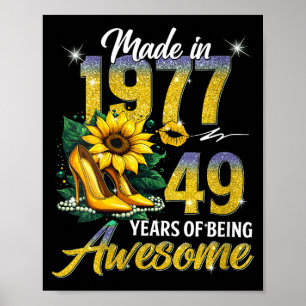 Dames gemaakt in 1977 vintage 49e verjaardag bloem poster