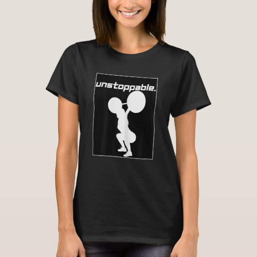 Dames Gewichtheffen Grafisch Workout Onstuitbaar T-shirt (Voorkant)
