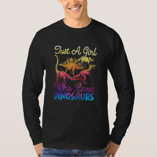 Dames Gewoon Een Meisje Dat Van Dinosauriers Houdt T-shirt
