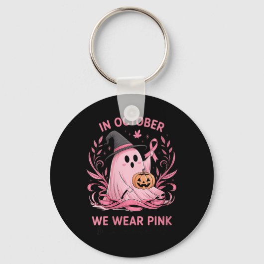 Dames Ghost Borstkanker Bewustzijn V-Neck Sleutelhanger (Voorkant)