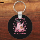 Dames Ghost Borstkanker Bewustzijn V-Neck Sleutelhanger (Voorkant)